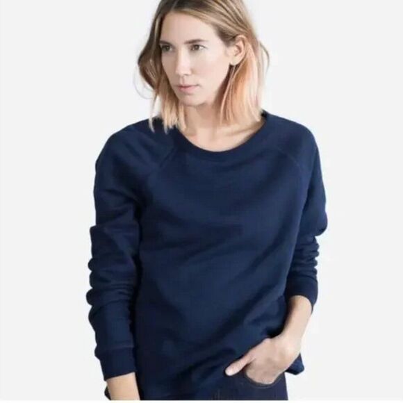 Everlane The Lightweight French Terry Crewneck Sweatshirt Navy Small - Picture 1 of 4